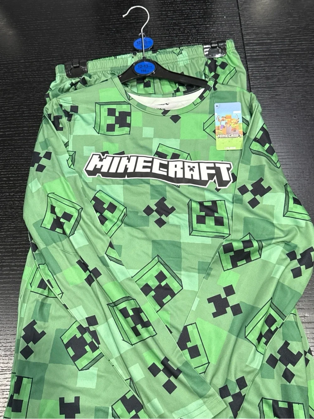 Minecraft X Primark Boys Creeper Pajamas Long Sleeve, Sleep Pants Set 12-13 Yr